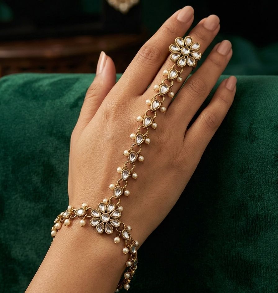 Royal Floral Hand Chain Ring