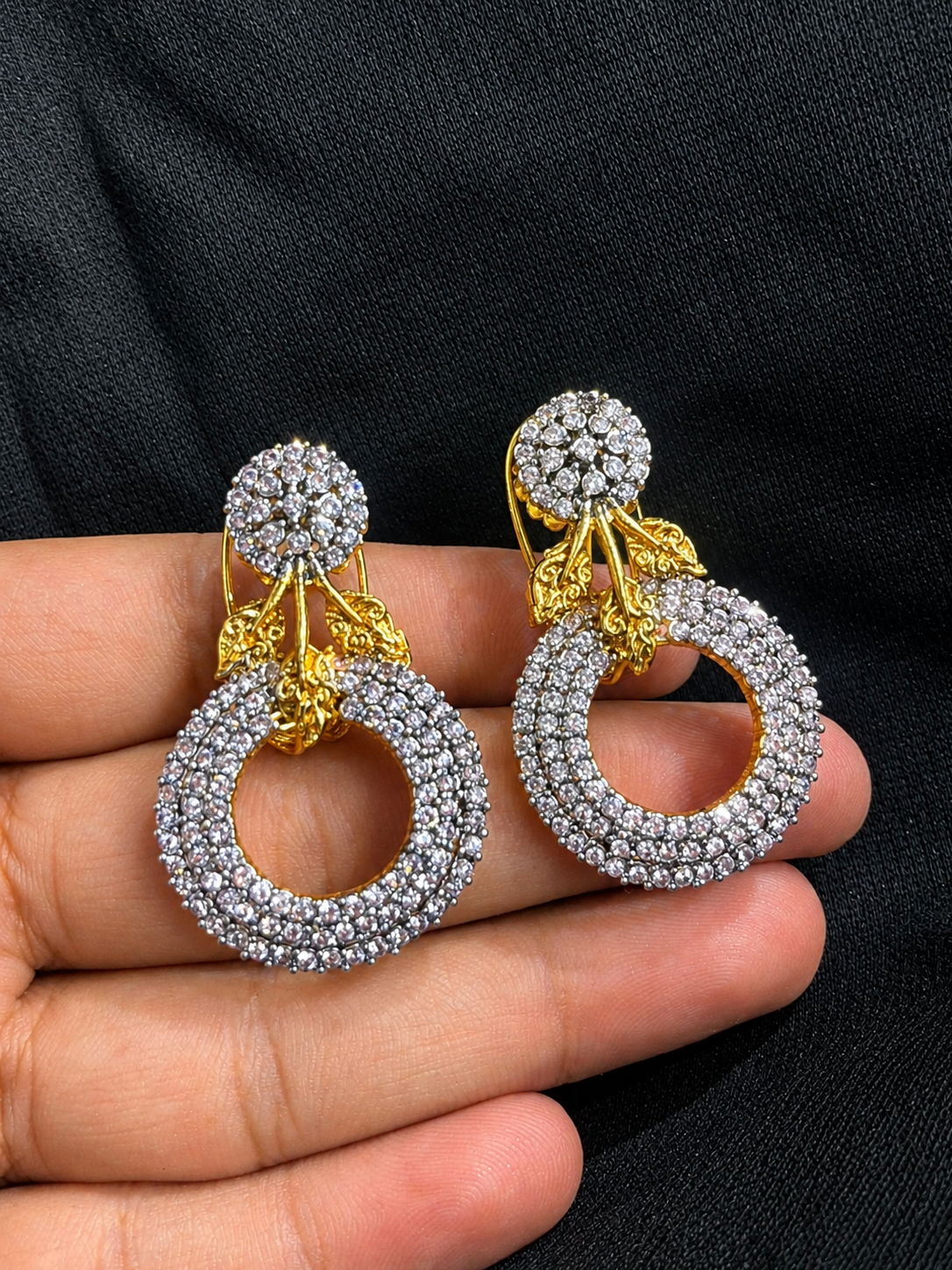 Regal Leaf Halo Drop Earrings