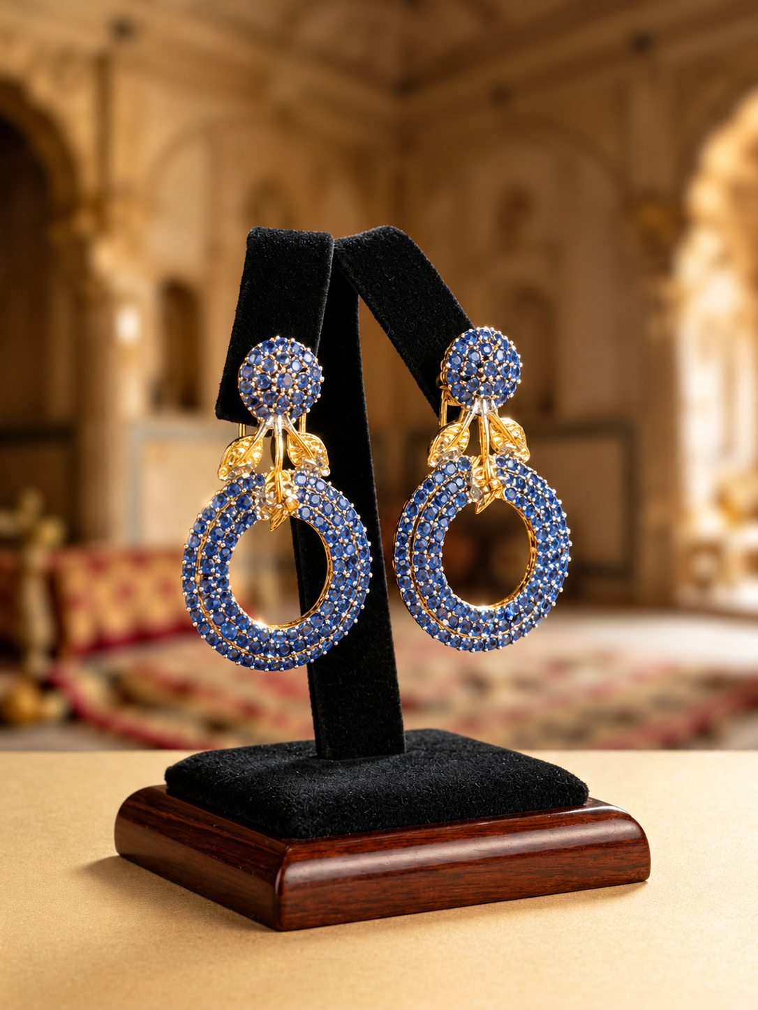 Regal Leaf Halo Drop Earrings