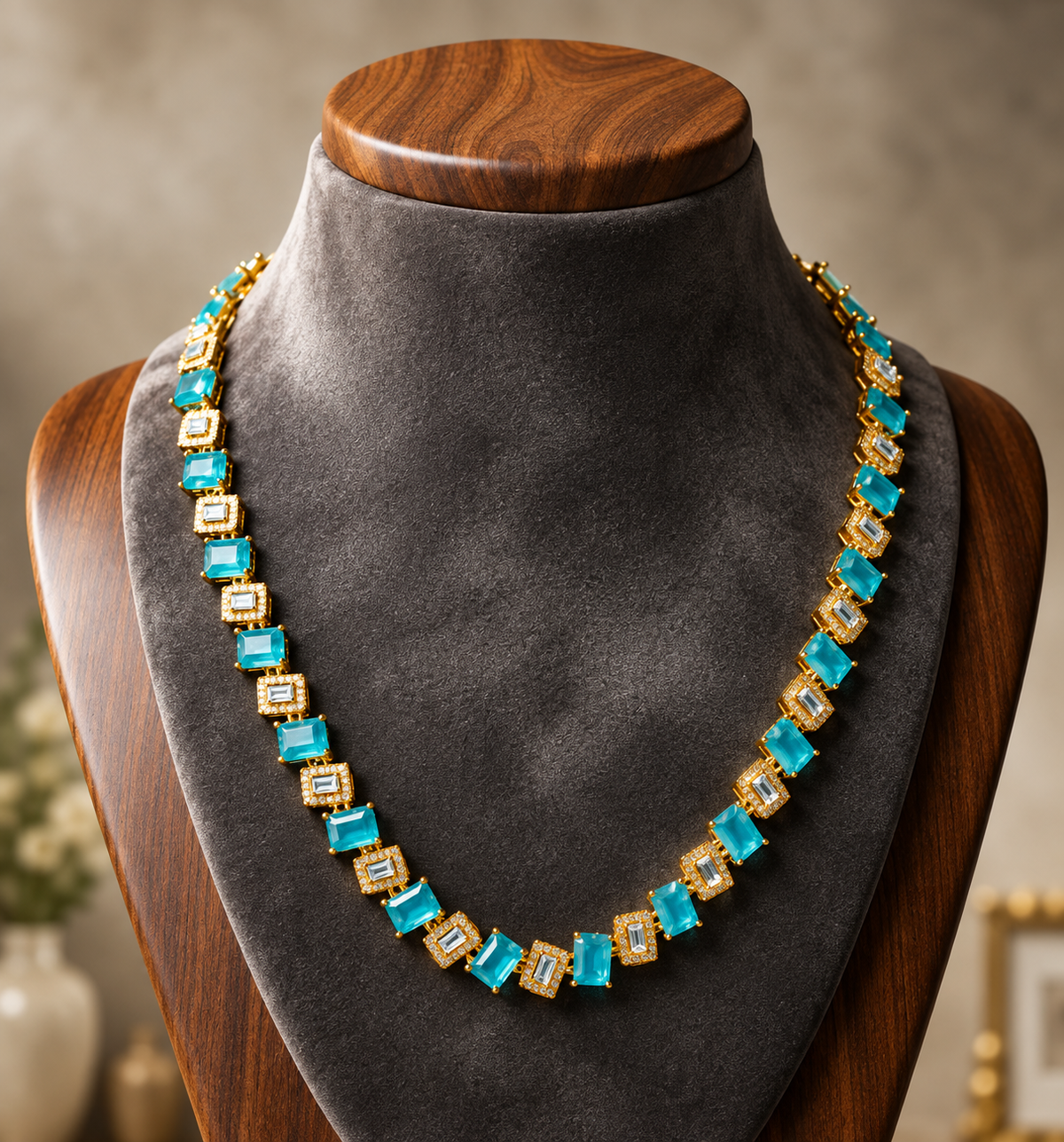 Élan Lumière – Luxury-Inspired Crystal Statement Necklace